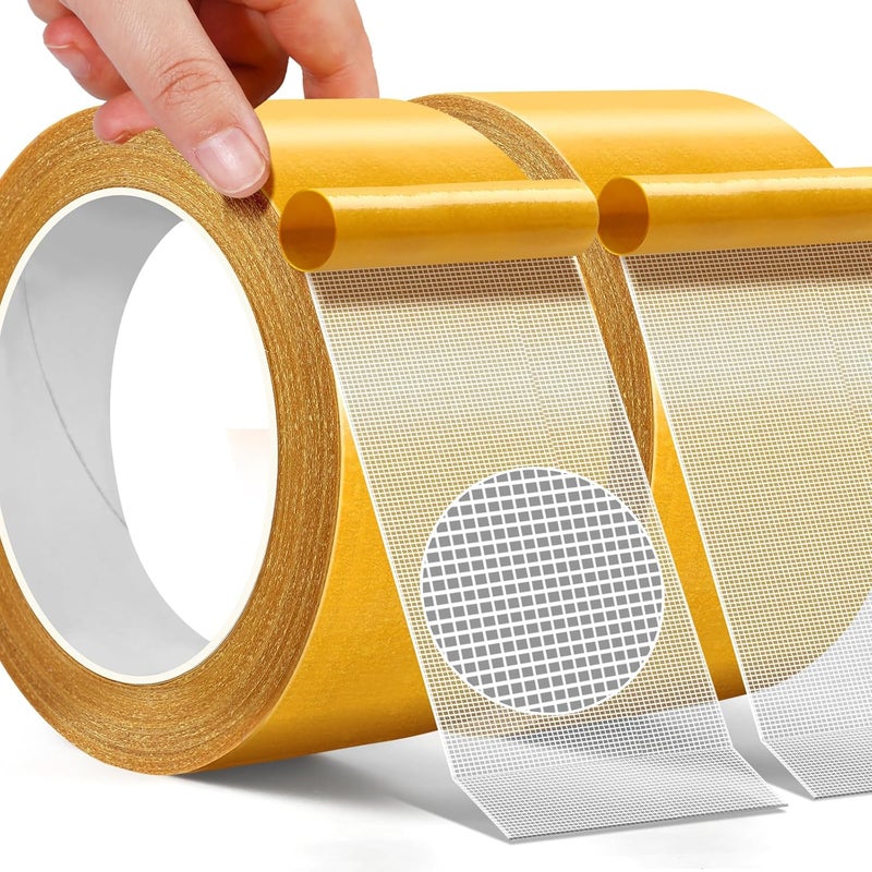 PACKKA Fabric Tape Multifunctional Double Sided Tape 2 Sided Tape 2 Rolls 2inchx33FT10m Heavy Duty Carpet Tape with Strong Adhesion, Suitable for Sofas, Doormats, Wood, Glass, Plastic - Image 1